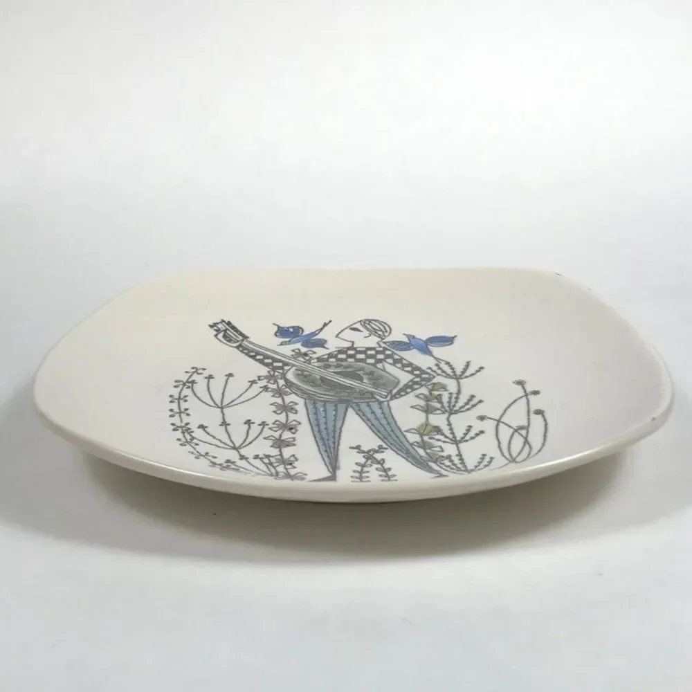 Stavangerflint Danish modern Man with the Mandolin Hand painted Plate, retro MCM - Picture 6 of 9